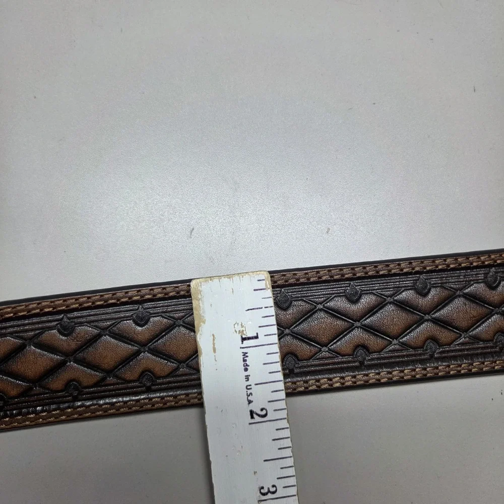 Hooey Tooled Brown Leather Western Belt & Buckle Size 40